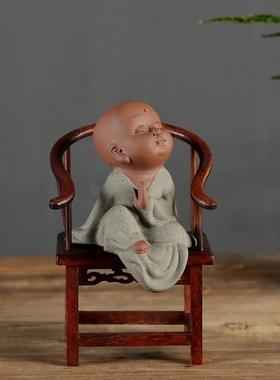 创意陶瓷小和尚禅意摆件博古架中式桌面工艺品客厅书房装饰艺术l