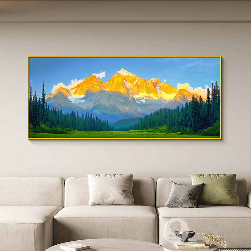 日照现代金山简约装饰画靠山背有风景画挂画卧室背景床头客厅沙发,淘宝优惠券,粉丝福利购,淘宝优惠卷