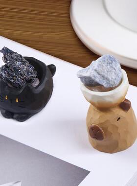 猫猫PAI水晶盲盒萌趣可爱动物公仔摆件天然水晶原石解压摆件