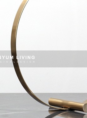 简约现代几何圈环金属框创意软装饰品摆K件家居客厅玄关样板房间