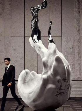 不锈钢浪花雕塑定制大型金属抽象水滴镜面水景抽象水花景观摆件