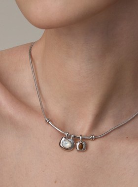 DINN DINN DESIGN原生系列木纹石吊坠项链锁骨链女轻奢小众新中式