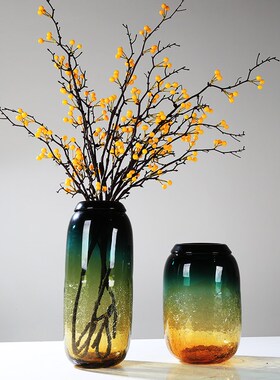 彩色艺术玻璃花瓶摆件客厅餐桌茶几玄关电视柜水培T插花花器装饰