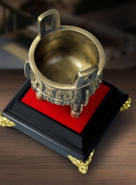 铜鼎摆件 黄铜鼎摆件 鼎盛千秋圆鼎开业礼品装饰品公司定 制