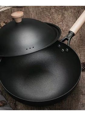 样板房样板间展厅厨房橱柜黑色原木柄炒锅汤锅平底锅家居软装摆件