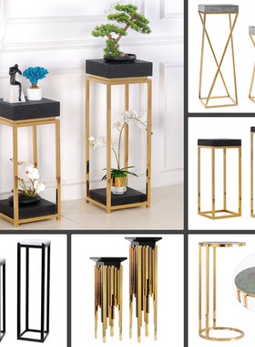 雕塑台摆件现代简约样板房酒店别墅售楼处电视柜旁置物Z架摆台边