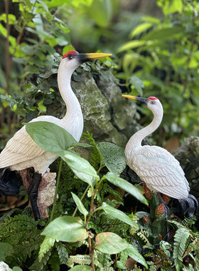 户外树脂仿真动物摆件仙鹤白鹭小品花园庭院水池院子阳台装饰景观