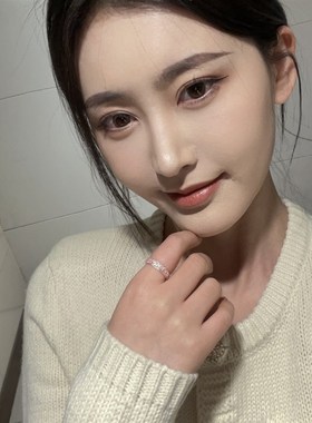 多巴胺糖果色不规则满p镶满圈粉钻渐变小排钻副戒指女925银玫瑰金