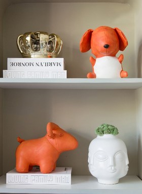 彩色PU皮质公仔马鲸鱼大象狗恐龙河马北极熊动物书挡门档玩偶摆件