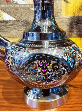 巴基斯坦铜雕手工艺品装饰壶纳福摆件客厅玄关博古架酒店书房异域