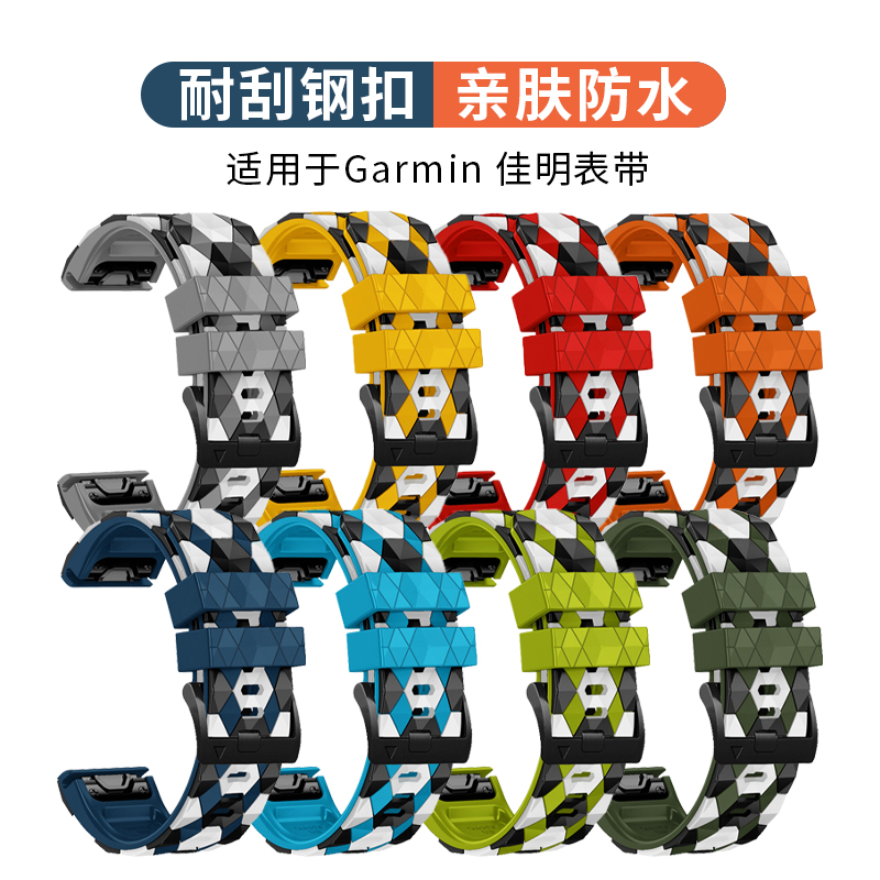 适用garmin佳明fenix7X/6X/泰铁时/安夺 26mm矽胶尼龙钛合金表带 - 图2