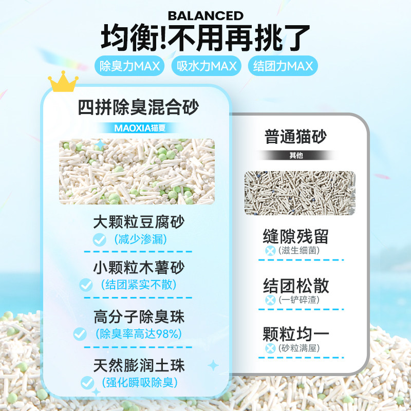 猫夏4合1混合纯木薯豆腐猫砂除臭膨润土官方旗舰店近无尘不易粘底,淘宝优惠券,粉丝福利购,淘宝优惠卷