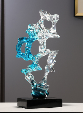 透明太湖石抽象雕塑摆件艺术玄关电视柜装饰品轻奢高档办公室摆设