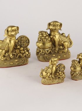 厂家 聚宝盆狗金钱狗对狗生肖狗铜器工艺品