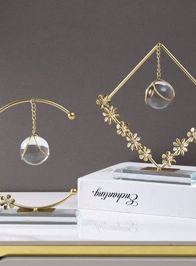 创意花环水晶球摆件家居客厅书房装饰品店铺橱窗摆设品铁艺工艺品