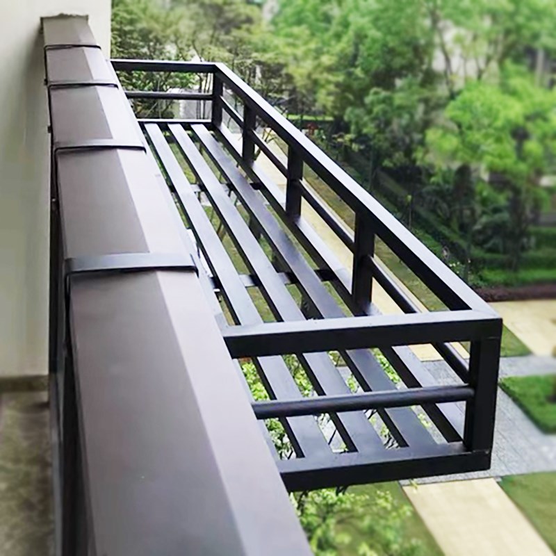 黑色不锈钢花架子阳台悬挂式w栏杆窗户外钉墙置物挂架防盗网花盆 - 图2