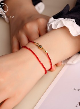 天然尖晶石红色手链女生小众轻奢高级感本命年转运极细串珠手串男