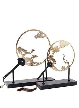 新中式桌面金属扇子工艺摆件样板房售楼处酒店古典玄关装饰品摆件