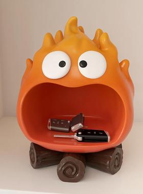 卡通客厅玄关入户进门钥匙收纳托盘乔迁新居搬家礼物装饰柴火摆件