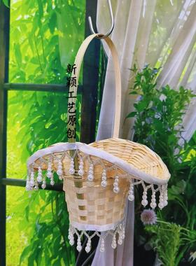 簪花入梦花篮道具流苏花篮吊坠舞蹈篮手提篮唐装竹编跳舞篮