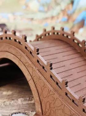 仿古实木拱桥 微景观盆景沙盘装饰摆件 古代建筑摆景 枯山水装饰