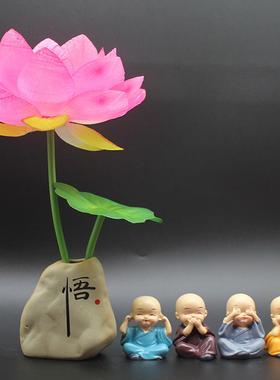 中式禅意和尚莲花家居装饰工艺品客厅电视酒柜玄关佛堂桌面小摆件