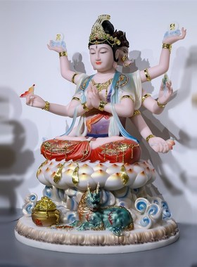 康盛斗姆元君神像汉白玉家用供B奉斗母斗姥星君中式摆件实心重体