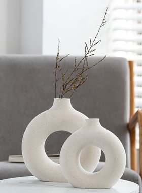 爆款素烧斑点陶瓷花瓶简约现代创意装饰工艺品摆件水培插花器欧式