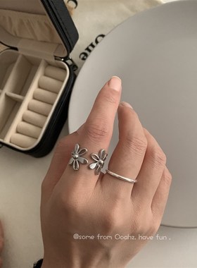 戒指合集 复古冷淡风四件套食指戒指套装 黑色素圈小众设计指环女