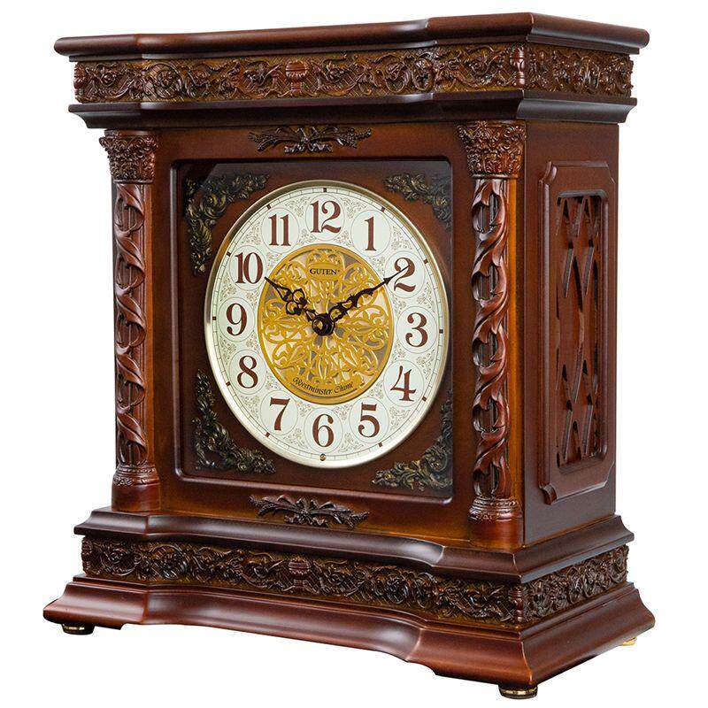 威弗列德中式立体浮雕石英钟表整点报时钟实木钟客厅欧式静音台钟 - 图3