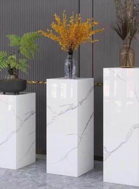 新款现代轻奢岩板花架家居客厅摆饰底座酒店会所展厅大理石展示台