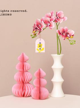 逅里好运莲莲粉色葫芦摆件客厅餐边柜玄关布置前台高级感装饰