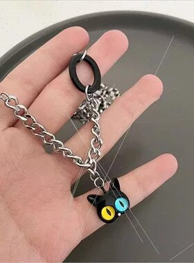 多巴胺亚克力猫咪链条锁骨链