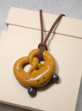 手工碱水面包吊坠挂脖项链