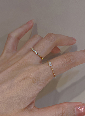 金色爱心锆石开口戒指女ins轻奢精致食指戒夏高级感时尚小众指环