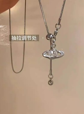 钛钢爱心吊坠装饰项链女高级感轻奢小众长款毛衣链搭配衣服的配饰