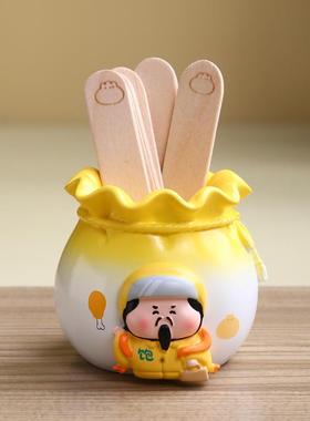 八方来财神摇签笔筒办公室桌面装饰旺财摆件实用玄学好物招财礼物