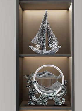 一帆风顺帆船摆件轻奢高档客厅玄关电视柜酒柜装饰品办公室工艺品