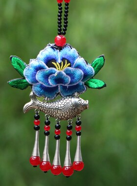 长款毛衣链冬饰品装饰项链配饰刺绣百搭挂饰个性大气挂件荷包彩珠