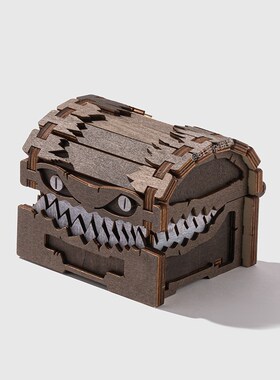 61号铺!小心被咬!怪物宝箱收纳盒子木质创意工艺品摆件地下城