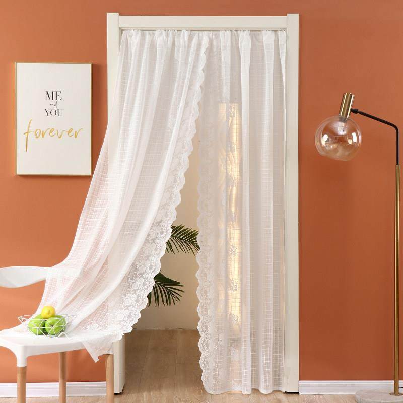 蕾丝门帘白纱卧室透光不透人纱帘免钉遮光隔断提花纱法式氛围帘,淘宝优惠券,粉丝福利购,淘宝优惠卷
