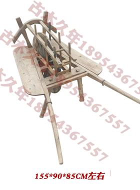 民俗民间老物件老式手推车老木车独轮小推车农村老旧木头车老农具