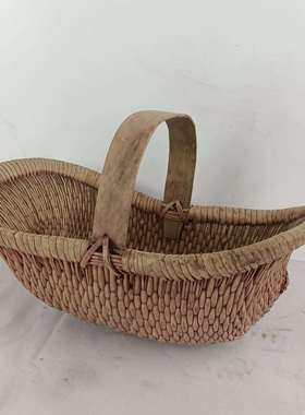 老竹编篮子老物件民俗收藏手提篮筐农村旧篮筐休闲农场覆古怀旧装