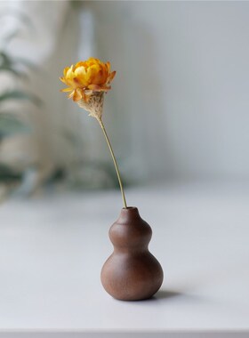 Joe的小作坊/迷你黑胡桃小葫芦桌面mini小花器扩香摆件福禄国风礼