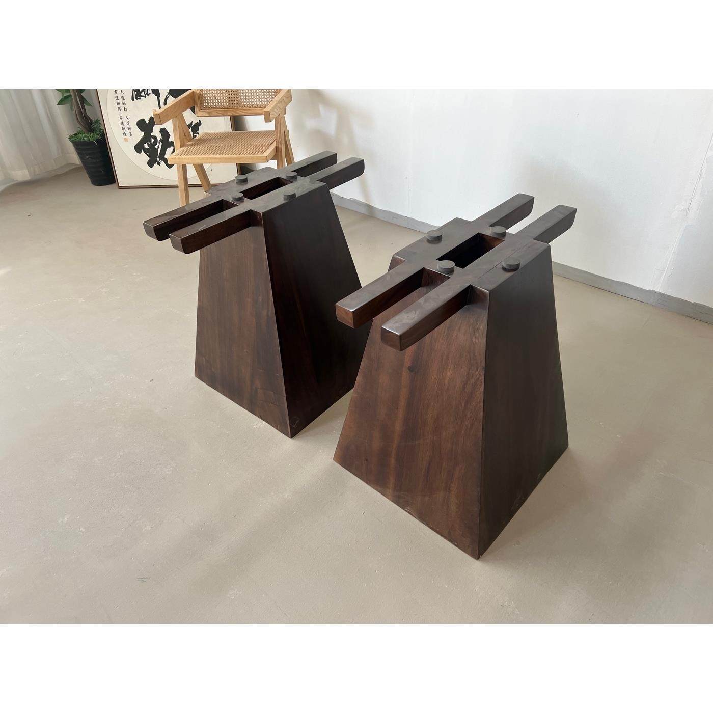 南美胡桃木实木桌腿大板支架茶桌底座支撑餐桌书桌腿岩板大理石 - 图0