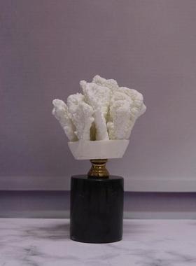 轻奢现代白色珊瑚大理石底座样板房客厅书房家居装饰工艺摆件