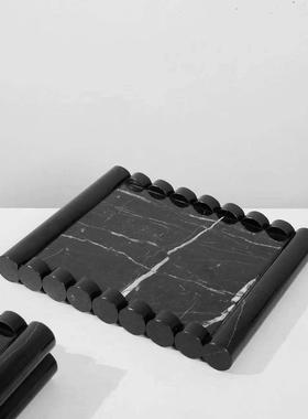 现代轻奢洞石大理石托托盘摆件样板房样品屋展示中心客厅酒店创意