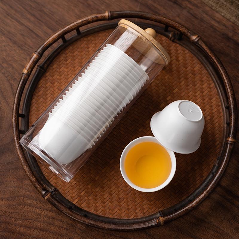 一次性功夫茶杯稻壳加厚品茗杯喝茶小茶杯试饮旅行饮茶便捷杯外出 - 图1