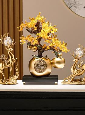 新中国风鹿饰品家居高端无障碍豪华客厅入口电视柜酒柜装饰乔装礼