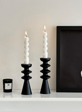 法式candle holder婚庆螺纹烛台生日派对聚会家居装饰木质摆件